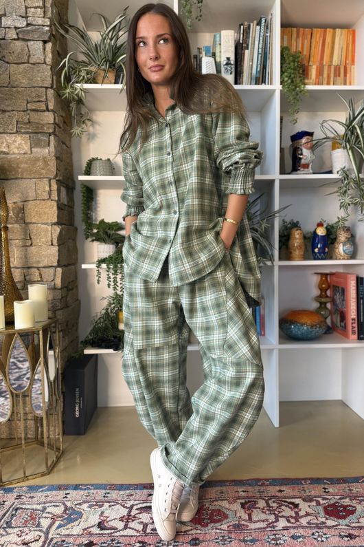 Patrick Plaid Brushed Cotton Edwardian Blouse Meadow